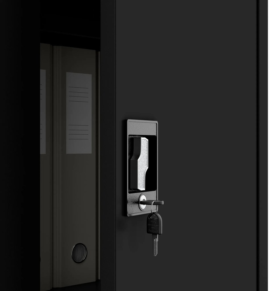 ALEX irodai irattároló fémszekrény, 450 x 1850 x 400 mm, fekete