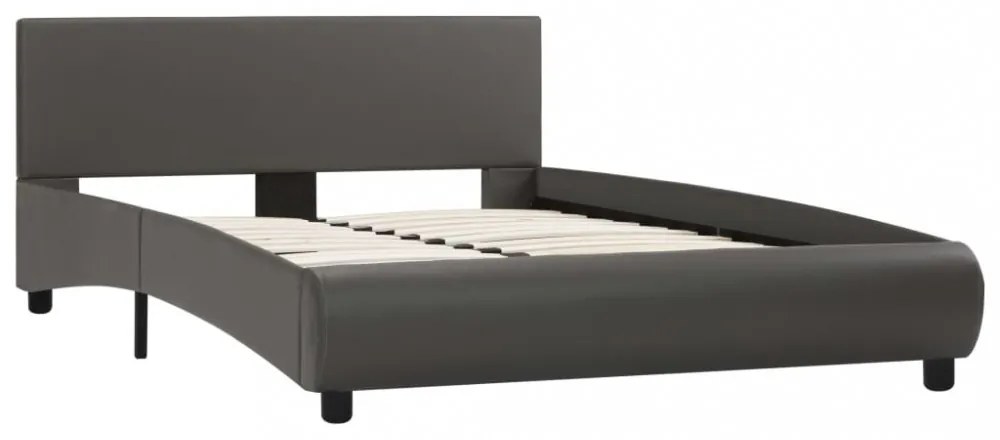 szürke LED-es műbőr ágykeret 120 x 200 cm