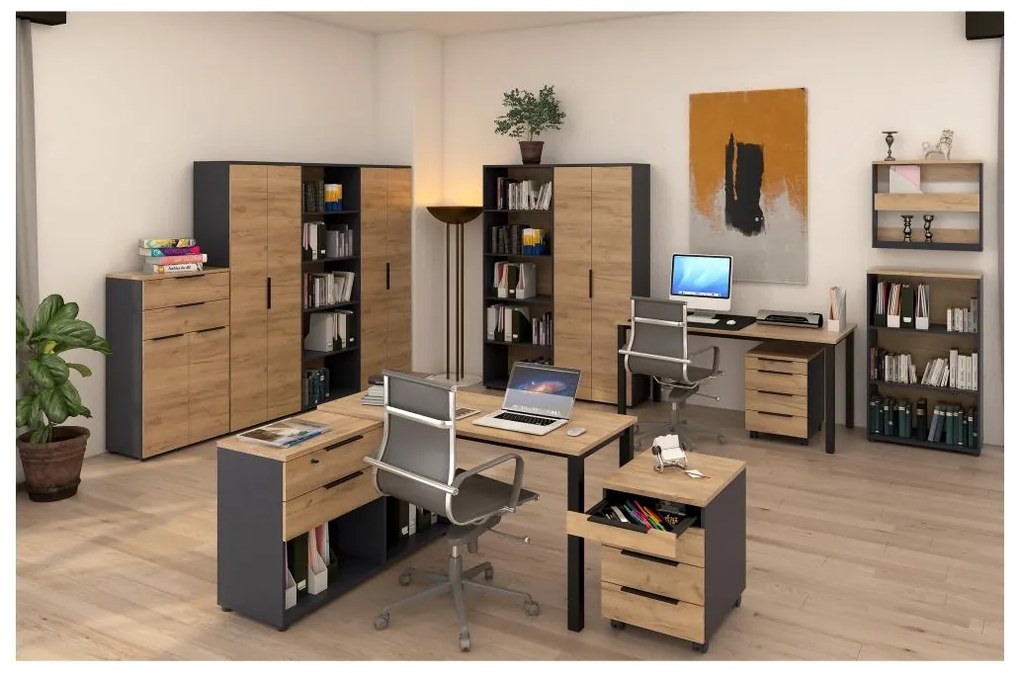 Sarok PC asztal Klodekas 9 (grafit + artisan tölgy) . 1116370