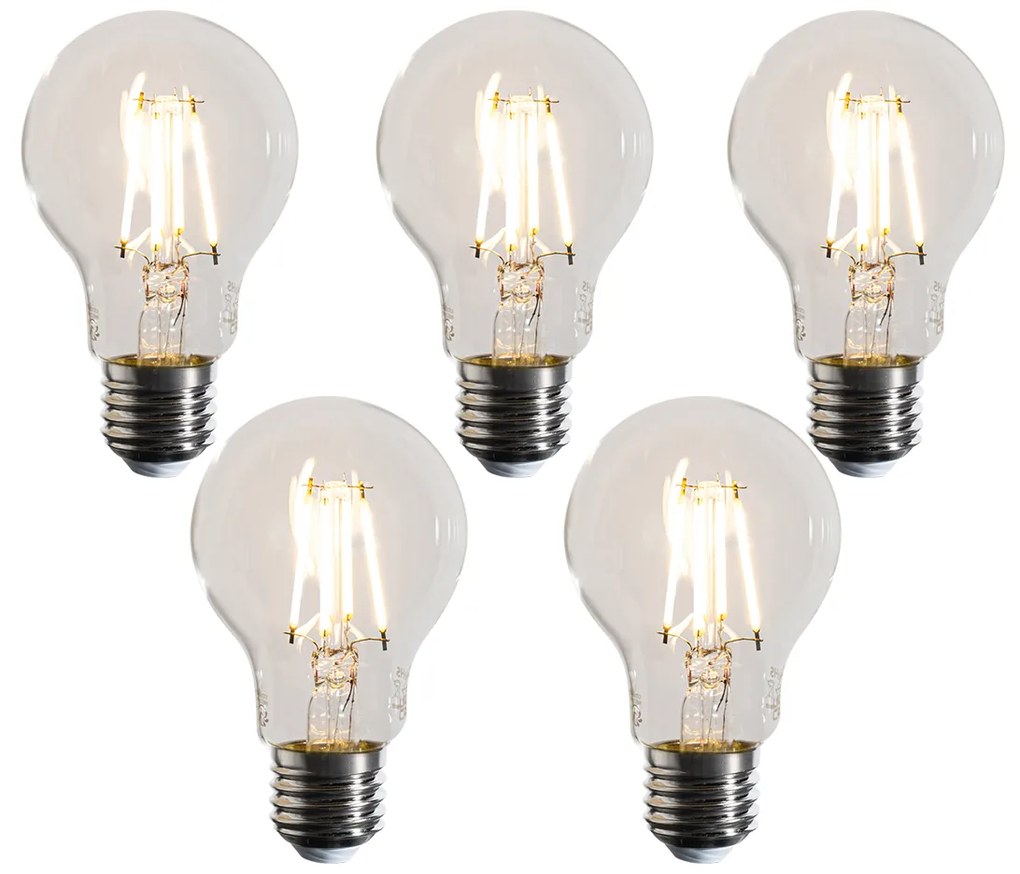 5 darabos E27-es dimmelhető LED izzókészlet A60 átlátszó 4,5W 500 lm 2700K