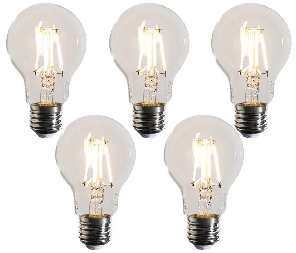5 darabos E27 szabályozható LED izzó szett A60 átlátszó 4,5W 500 lm 2700K