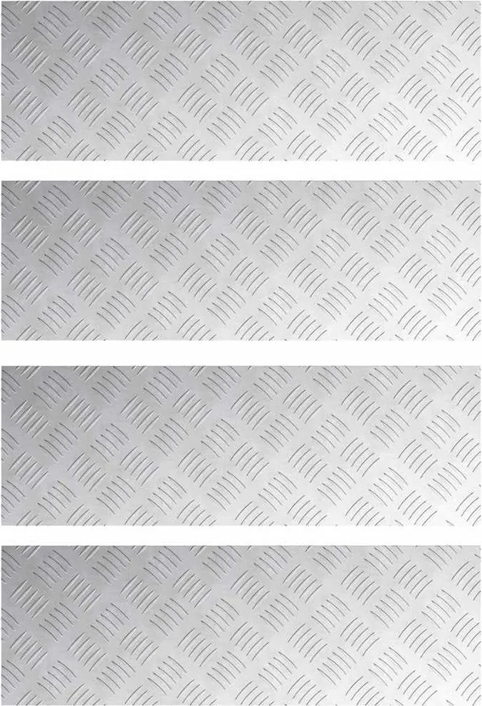 vidaXL Lépcsőfok Négyszögletes 4 pcs Ezüst 75 x 25 cm Alumínium