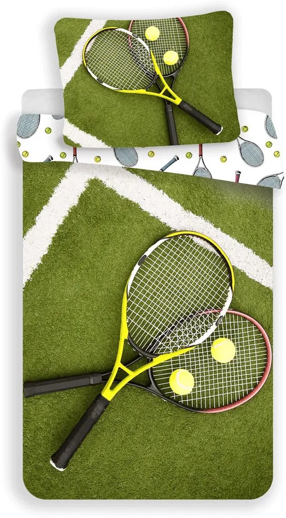 Pamut ágynemű TENIS zöld Ágyneműhuzat mérete: 70 x 90 cm | 140 x 200 cm