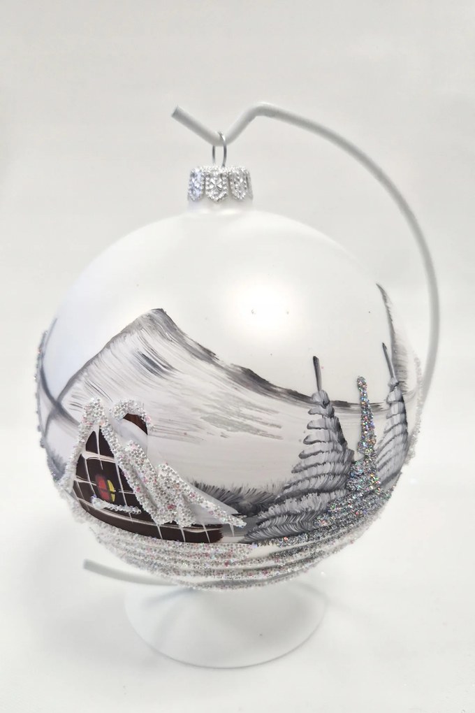 Elegáns Bomba Állványon Kézzel Festett Téli Tájkép 120