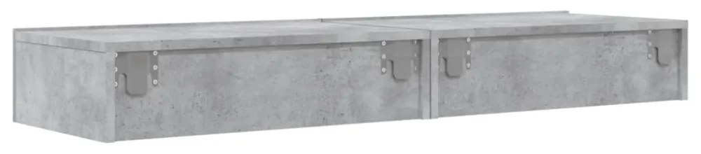 2 db betonszürke TV-szekrény LED-lámpákkal 60x35x15,5 cm