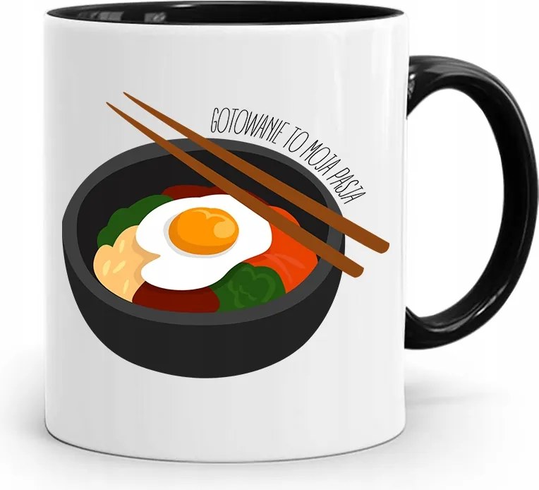 Fekete Bögre Szakácsnak A Főzés A Szenvedélyem A fényképes nyomtatással