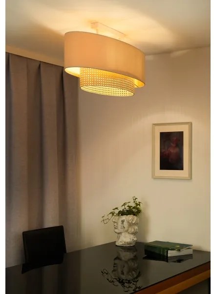 Duolla - Felületre szerelhető csillár DOUBLE OVAL RATTAN 2xE27/15W/230V krémes/rattan