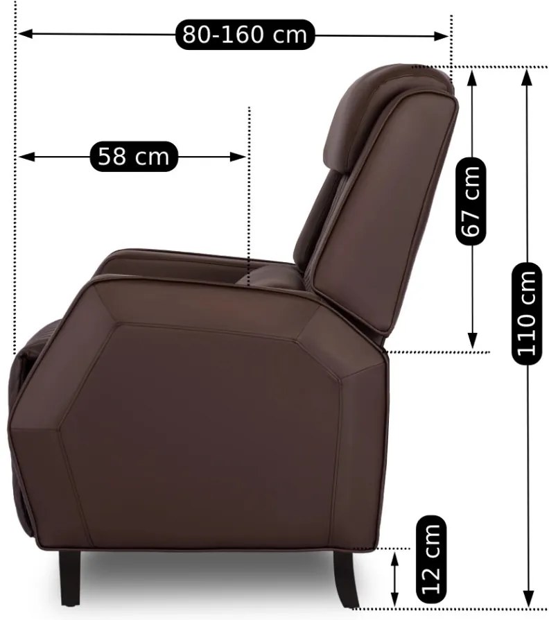 Elegáns Dönthető Relaxfotel Barna Eco-bőr Kárpittal. VIPER