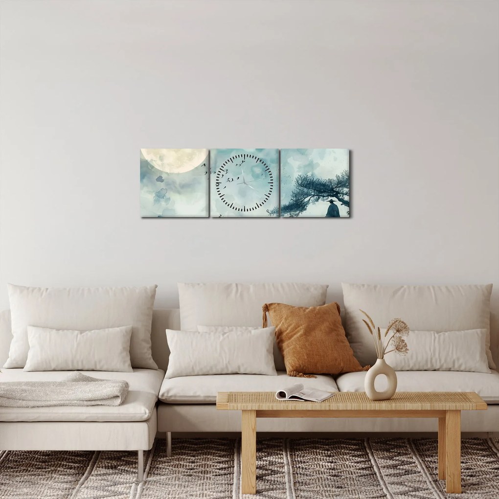 Kép - Telihold festmény (órával) (90x30 cm)