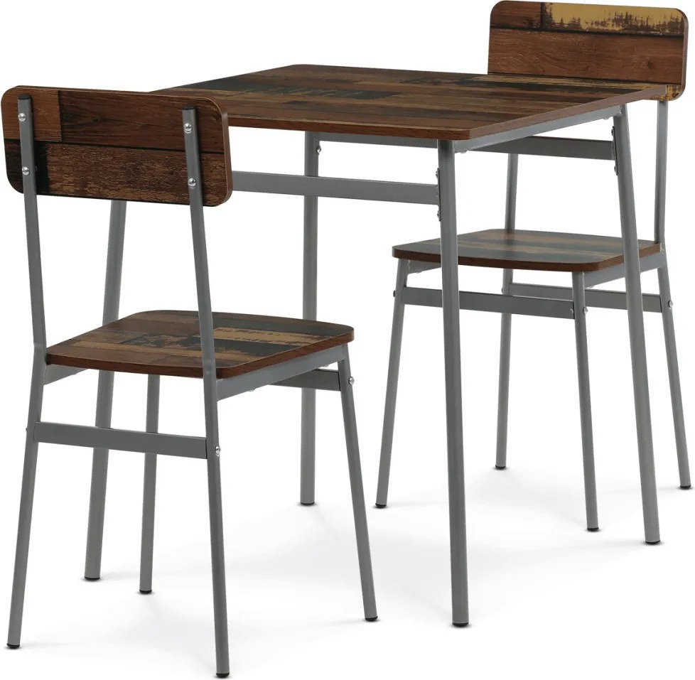 2 személyes old wood MDF étkezőgarnitúra 70x70x76 cm – AUT-O2122
