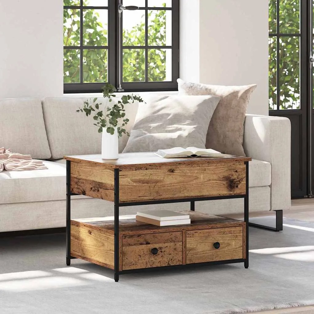 Dohányzóasztal fiókkal Régi fa 70x50x50cm Faanyag