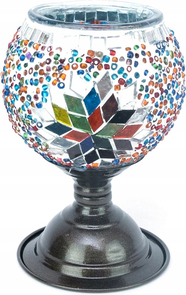 Lampion Gyertyatartó Bronz Állványon Kézzel Készített Keleti Mozaik