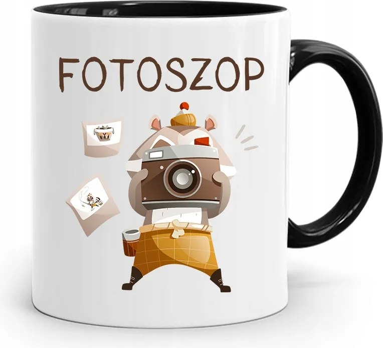 Fekete Bögre Fotósnak Fotómop Ajándék fényképes nyomtatással