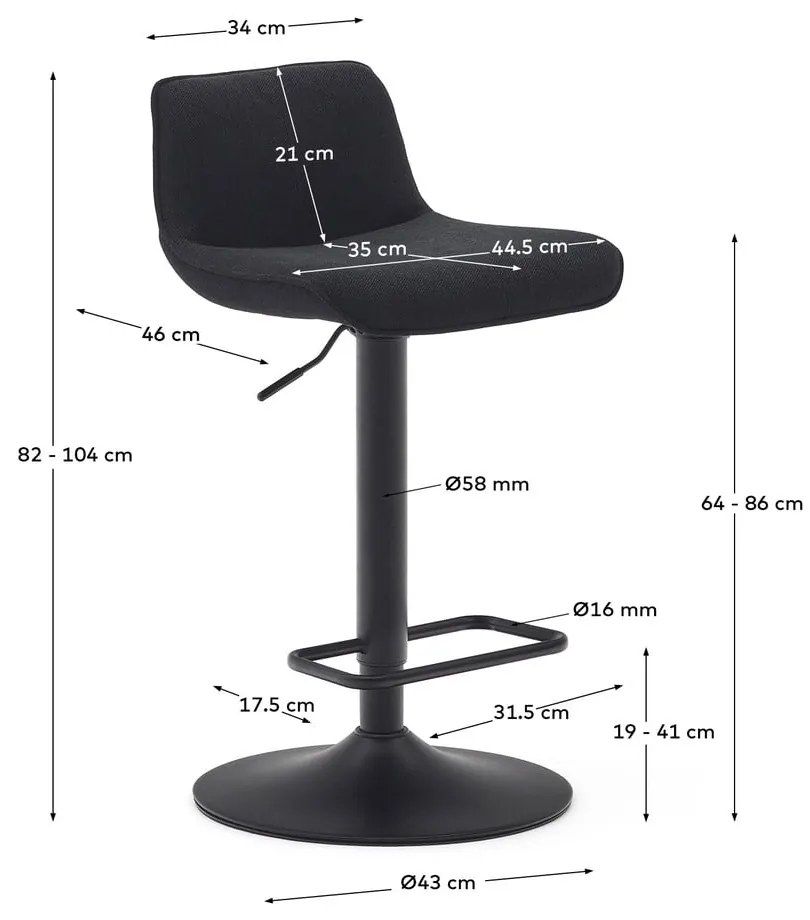 Fekete bárszék szett 2 db-os 103 cm Zenda – Kave Home