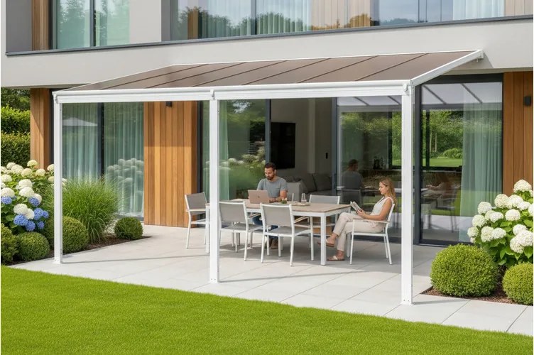 alumínium pergola LANITPLAST WALL 43 fehér + bronz PC LG2125