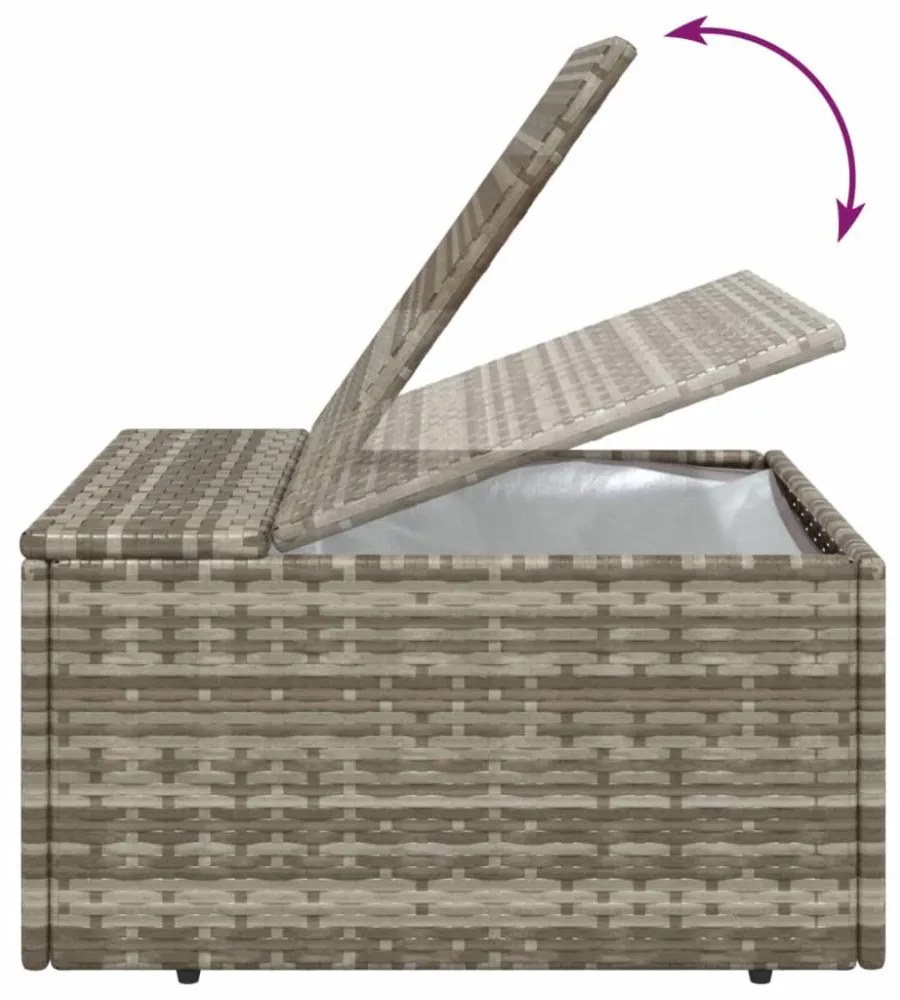 szürke polyrattan kerti lábtartó párnával 55 x 55 x 30 cm