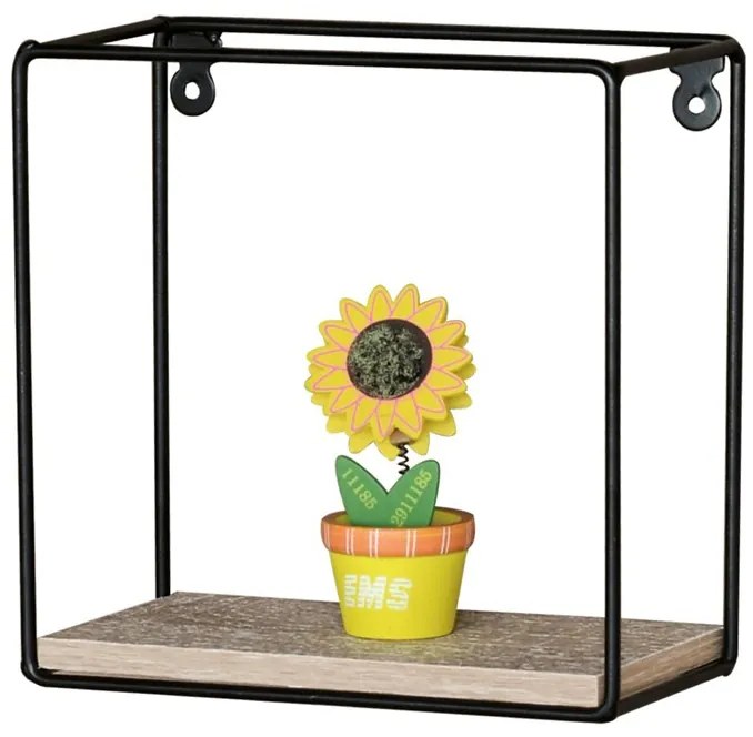 Modern Falipolc Tögy Színben Fekete Fém Kerettel. Méret: 30x30 cm. Anyaga: MDF és Fém P-061