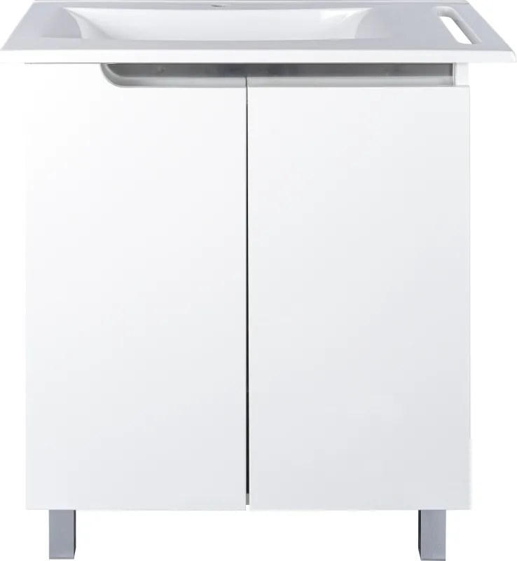 Piramida EURIDIKA fali /álló fürdőszobabútor - műmárvány mosdóval - 2 ajtós - 82 x 73 x 46 cm