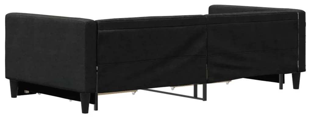 fekete kihúzható szövet heverő fiókokkal 100 x 200 cm