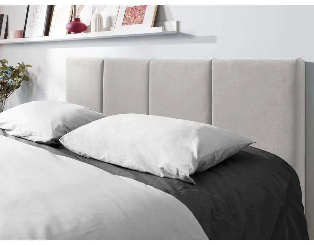 Világosszürke kárpitozott franciaágy tárolóhellyel ágyráccsal 180x200 cm Juniper – Mazzini Beds