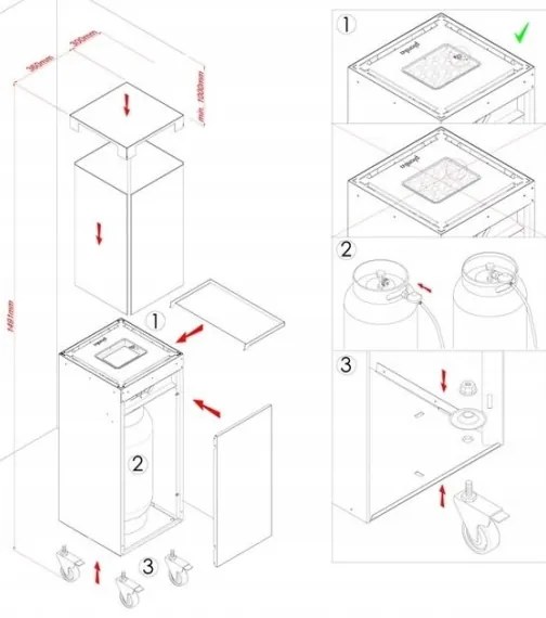Planika Faro GAS - Kültéri gáz kandalló 142x36 cm 8kW zöld + védőborítás