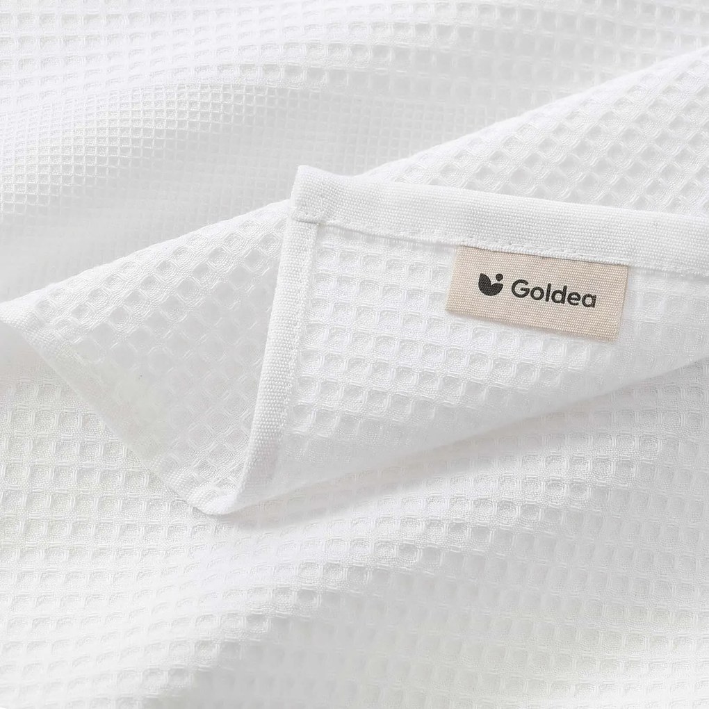 Goldea karácsonyi hímzett waffle konyharuha - adventi koszorú fehér alapon 50 x 70 cm