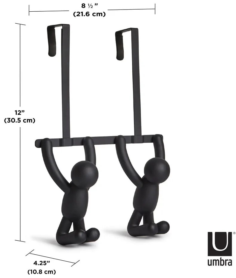 Fekete műanyag ajtófogas 22 cm Buddy – Umbra