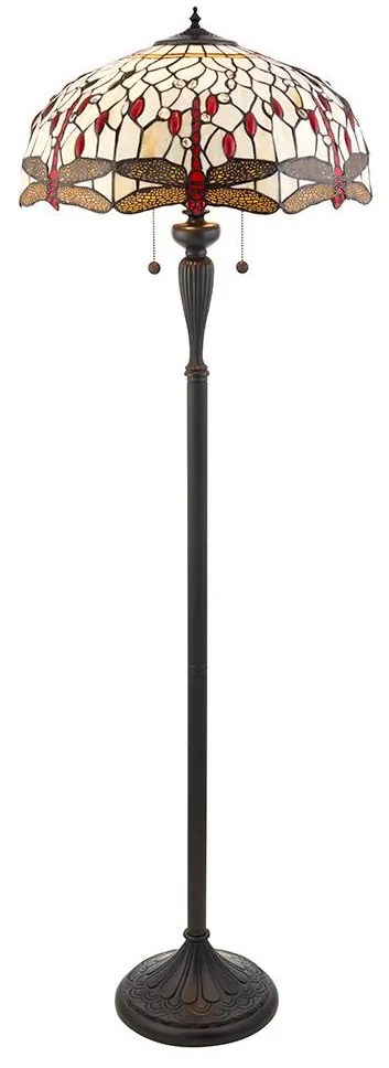 Endon 70940 - Tiffany DRAGONFLY állólámpa 2xE27/60W/230V, átmérő 50 cm