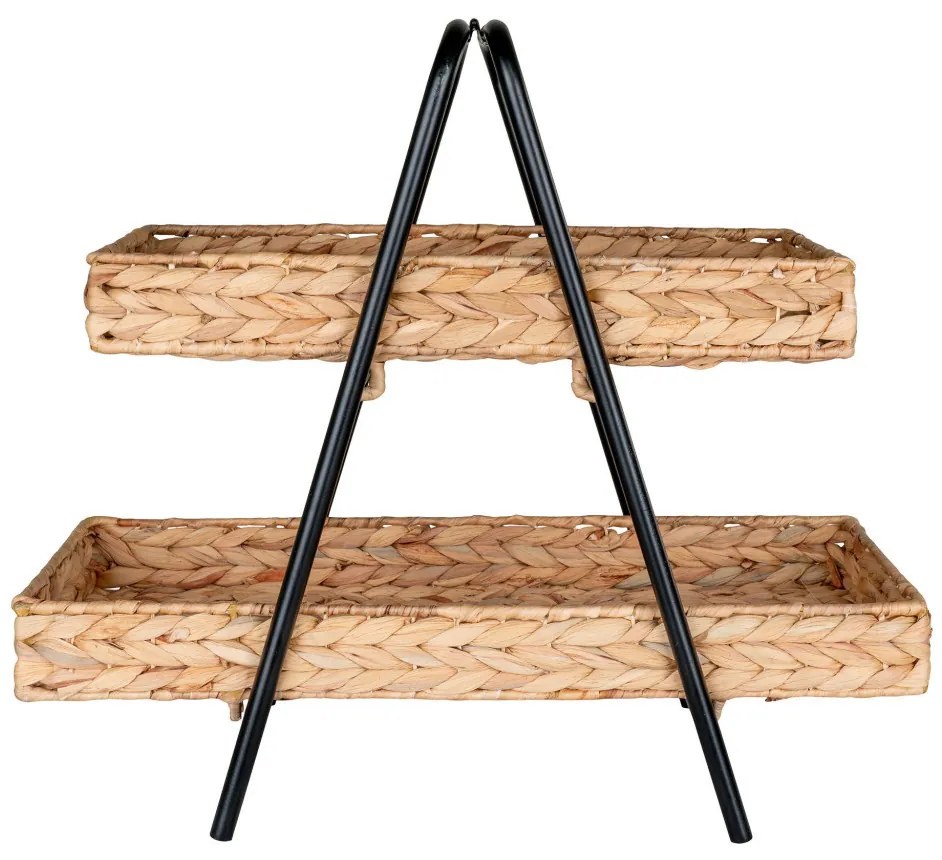 Alfaro fonott tálca fekete fém lábbal, vízi jácint, 42x23x43,5 cm