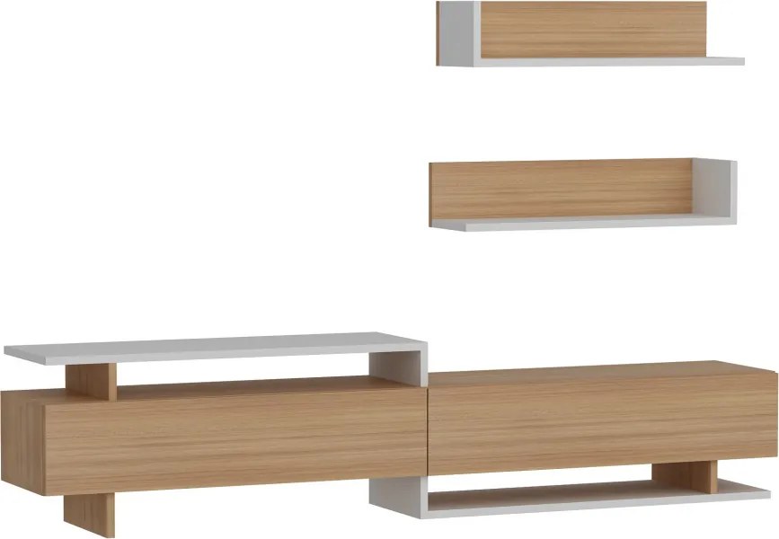 Ayaz TV-állvány, teak-fehér, 180 cm