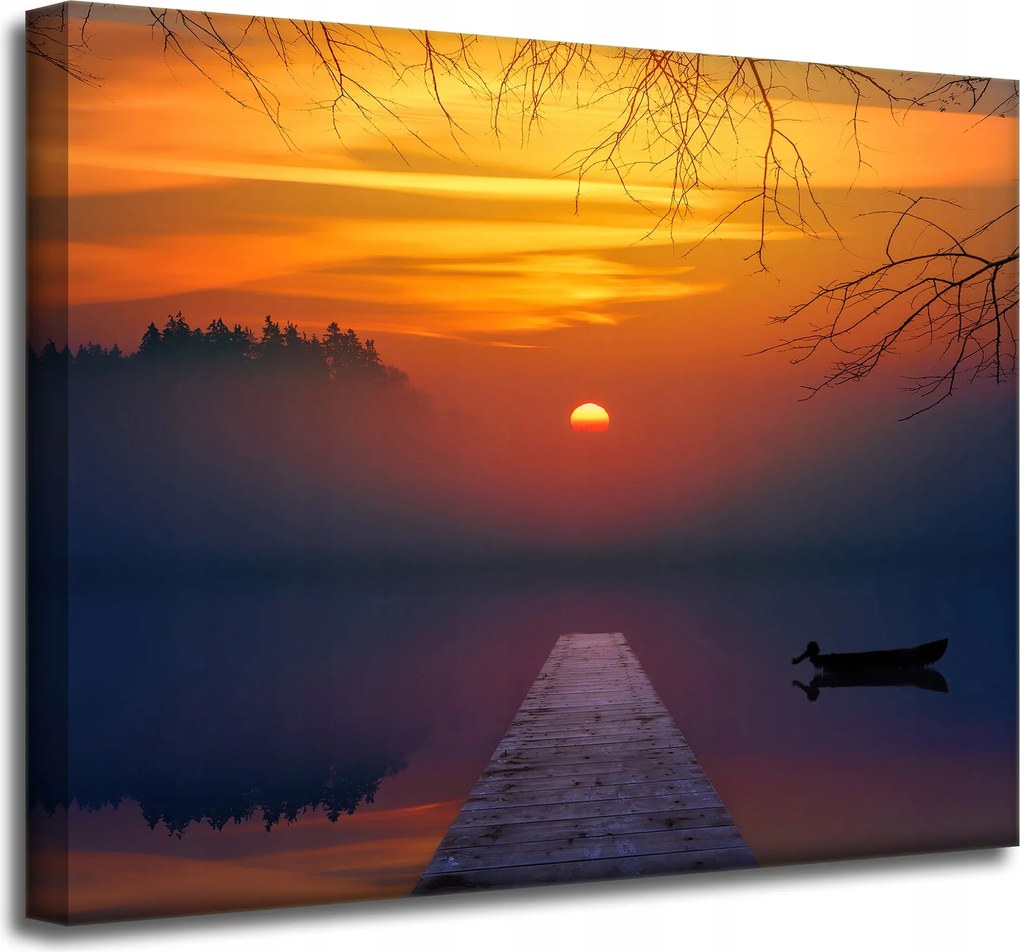 Vászonkép Természet Naplemente a tóparton 50x40 cm