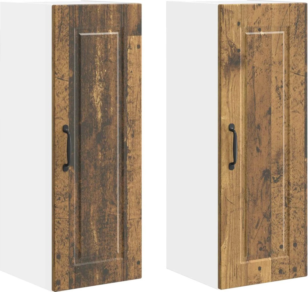 vidaXL Konyhaszekrény polcokkal 2 pcs Öreg fa 30 x 31 x 80 cm Faanyag