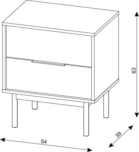 Éjjeliszekrény 2 fiókkal kasmír színben arany fogantyúkkal – VIVA VI06