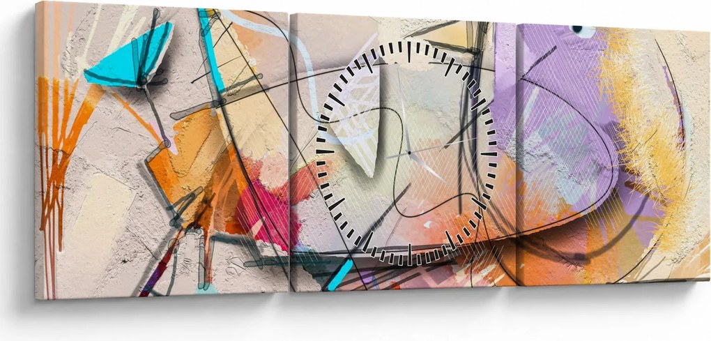Kép - absztrakció, madár (órával) (90x30 cm)