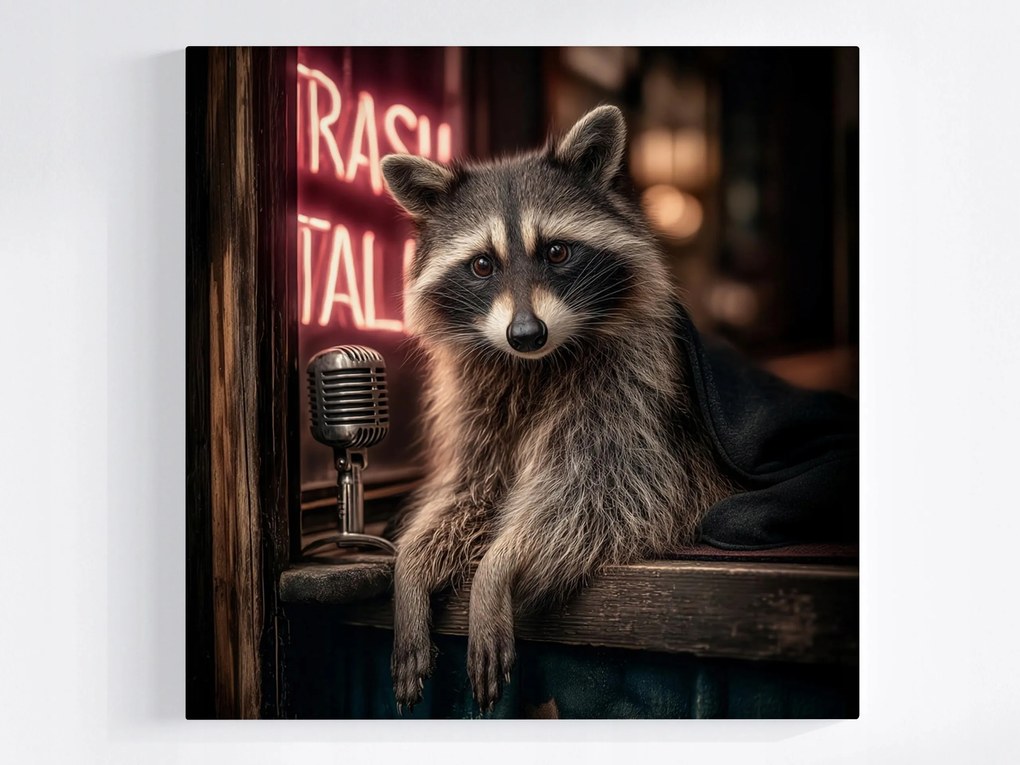 Vászonkép Canvas Mosómedve Neon Bar Vintage Retro Jazz 80x80