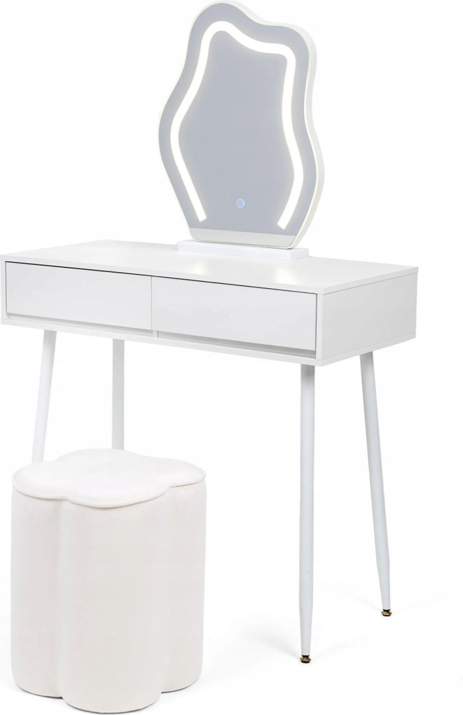 Francia stílusú kozmetikai fésülködőasztal bútor szett asztallap 100 cm fehér