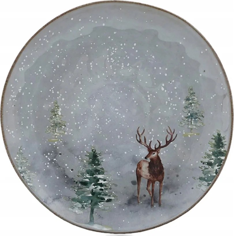 Desszerttányér Csempe 20cm karácsonyi szarvas szürke mikrohullámú sütőhöz
