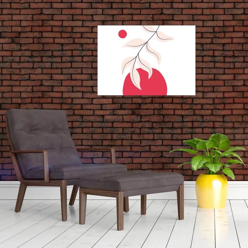 Üveg kép - Rózsaszín virágos absztrakció N⁰2 (70x50 cm)