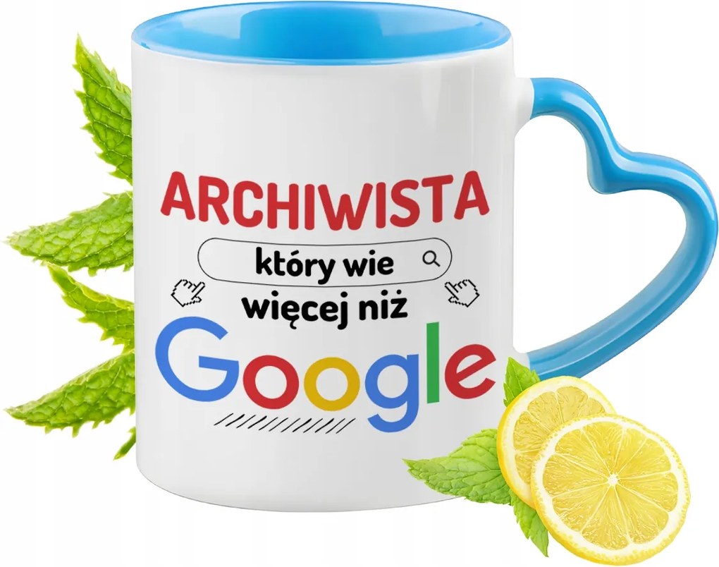 Levéltárosnak Kék Bögre Szív Alakú Füllel Ajándék