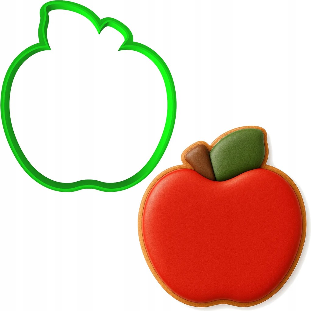 Mézeskalács lyukasztó Étel Gyümölcs Ősz Alma levéllel 8cm