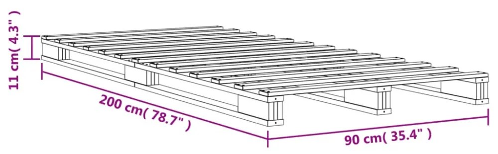 viaszbarna tömör fenyőfa raklapágy 90 x 200 cm