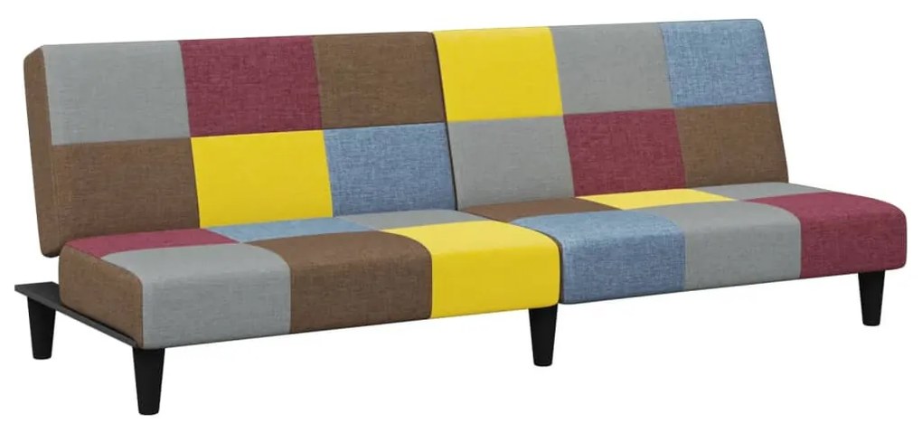 vidaXL 2 személyes szövet kanapéágy lábtartóval patchwork