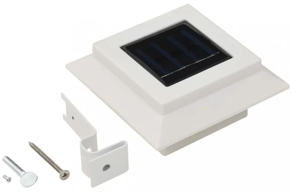 6 db négyszögletes fehér kültéri napelemes LED lámpa, 12 cm