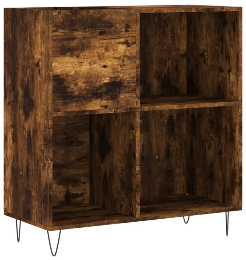 füstös tölgy színű szerelt fa hanglemezszekrény 84,5x38x89 cm