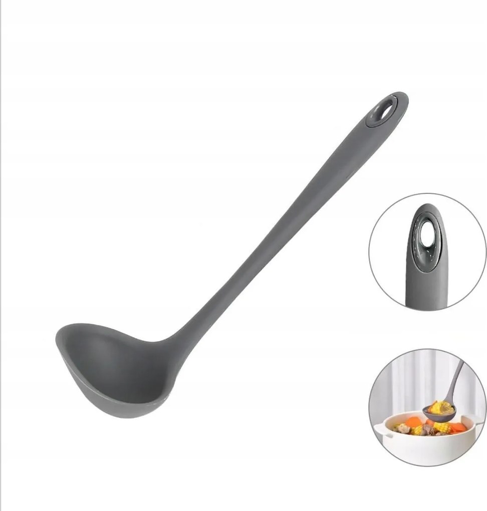 Szilikon merőkanál 21 cm szürke hőálló