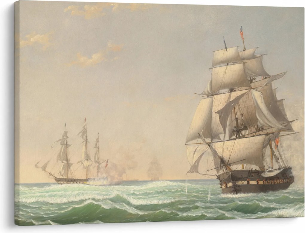 Kép - Fitz Henry Lane, The United States Frigate President Engaging the British Squadron, reprodukciók (70x50 cm)
