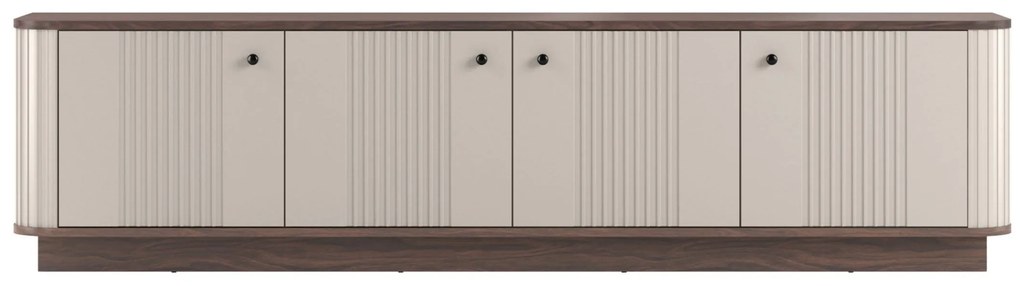 Vesper 4D TV-szekrény 187 cm talapzaton - kasmír / dió / fekete fogantyúk