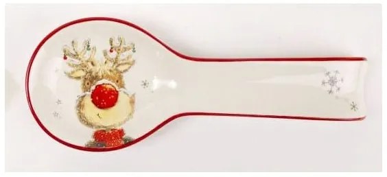 rénszarvasos karácsonyi kerámia fakanáltartó