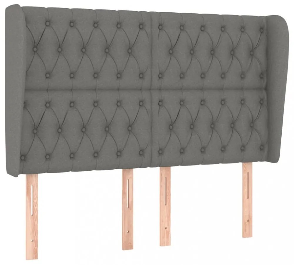 sötétszürke szövet fejtámla szárnyakkal 147 x 23 x 118/128 cm