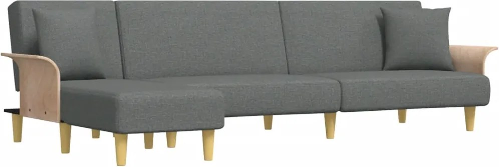 vidaXL sötétszürke L-alakú bársony kanapéágy 279x140x70 cm